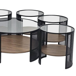 طقم طاولات خدمة 7 قطع 2 دور سطح زجاجي طقم طاولات خدمة 7 قطع 2 دور سطح زجاجي