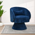 كرسي مفرد دوار فاخر قماشي أزرق 