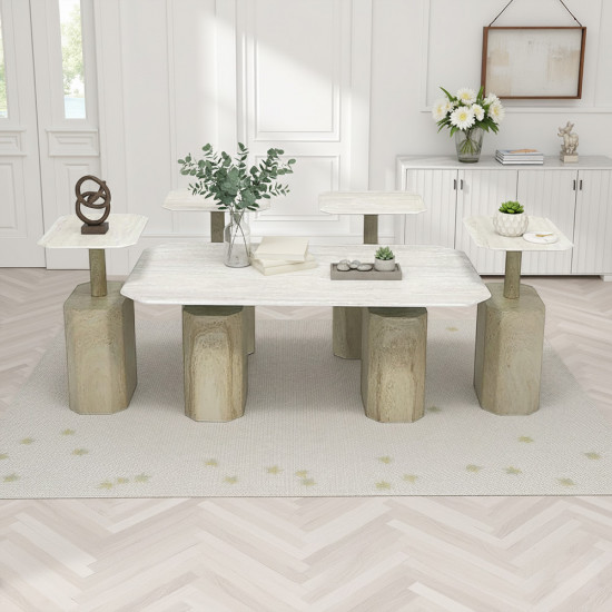 طقم طاولات خدمة 5 قطع معدني مع سطح سيراميك طقم طاولات خدمة 5 قطع معدني مع سطح سيراميك