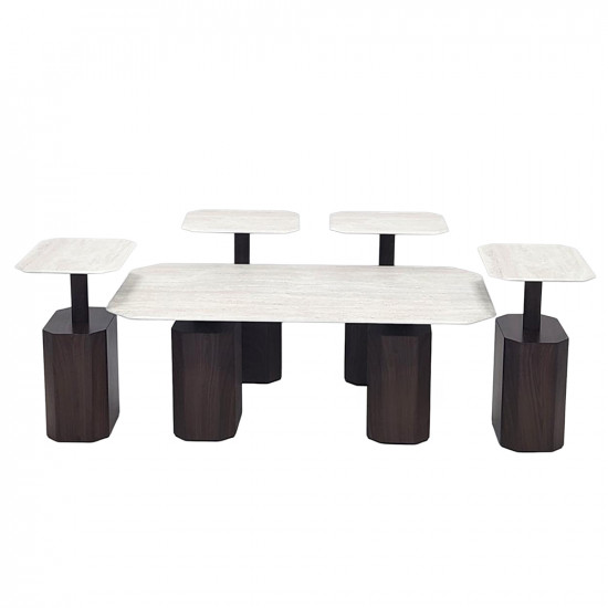 طقم طاولات خدمة 5 قطع معدني مع سطح سيراميك طقم طاولات خدمة 5 قطع معدني مع سطح سيراميك