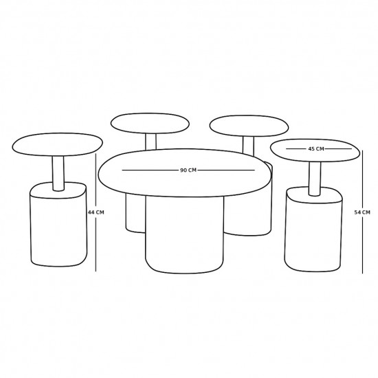 طقم طاولات خدمة 5 قطع معدني مع سطح سيراميك طقم طاولات خدمة 5 قطع معدني مع سطح سيراميك
