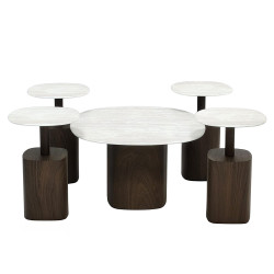 طقم طاولات خدمة 5 قطع معدني مع سطح سيراميك