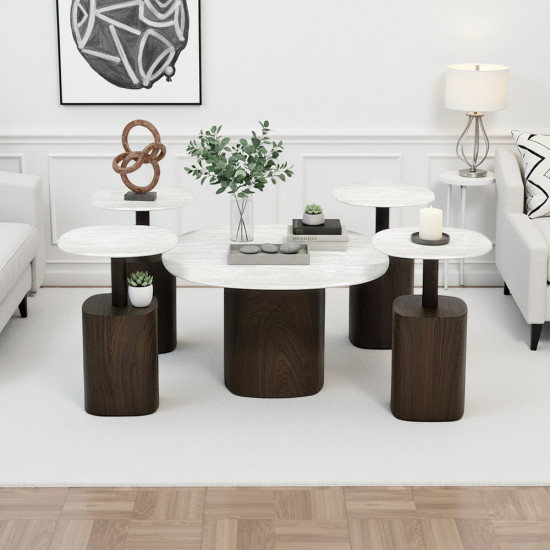 طقم طاولات خدمة 5 قطع معدني مع سطح سيراميك طقم طاولات خدمة 5 قطع معدني مع سطح سيراميك