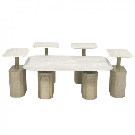 طقم طاولات خدمة 5 قطع معدني مع سطح سيراميك طقم طاولات خدمة 5 قطع معدني مع سطح سيراميك