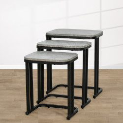 طقم طاولات خدمة 3 قطع خشبي رمادي طقم طاولات خدمة 3 قطع خشبي رمادي