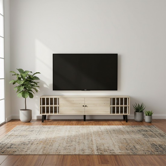 وحدة تلفاز خشبية مودرن بيج 160 سم