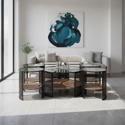 طقم طاولات خدمة 7 قطع 2 دور سطح زجاجي طقم طاولات خدمة 7 قطع 2 دور سطح زجاجي