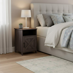 طولة سرير جانبية خشب بني 60×40 سم طولة سرير جانبية خشب بني 60×40 سم