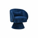 كرسي مفرد دوار فاخر قماشي أزرق 