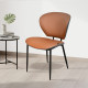 كرسي مفرد مودرن جلد بأرجل معدنية برتقالي كرسي مفرد مودرن جلد بأرجل معدنية برتقالي