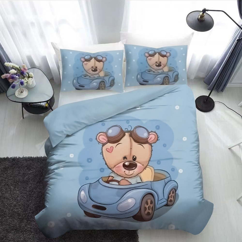 مفرش أطفال ميكروفيبر 4 قطع برسومات كرتونية