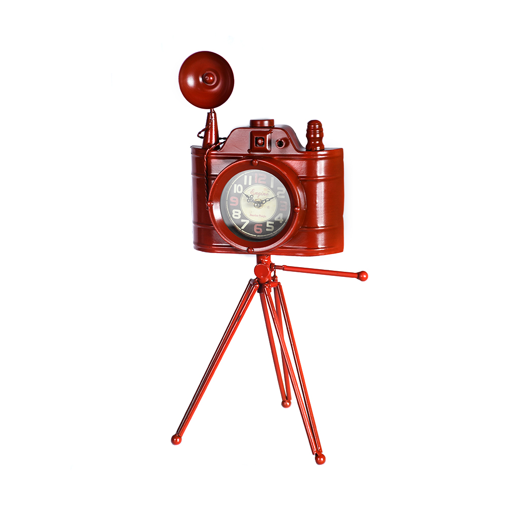ساعة ديكور على شكل كاميرا استاند، تصميم كلاسيكي وأنيق