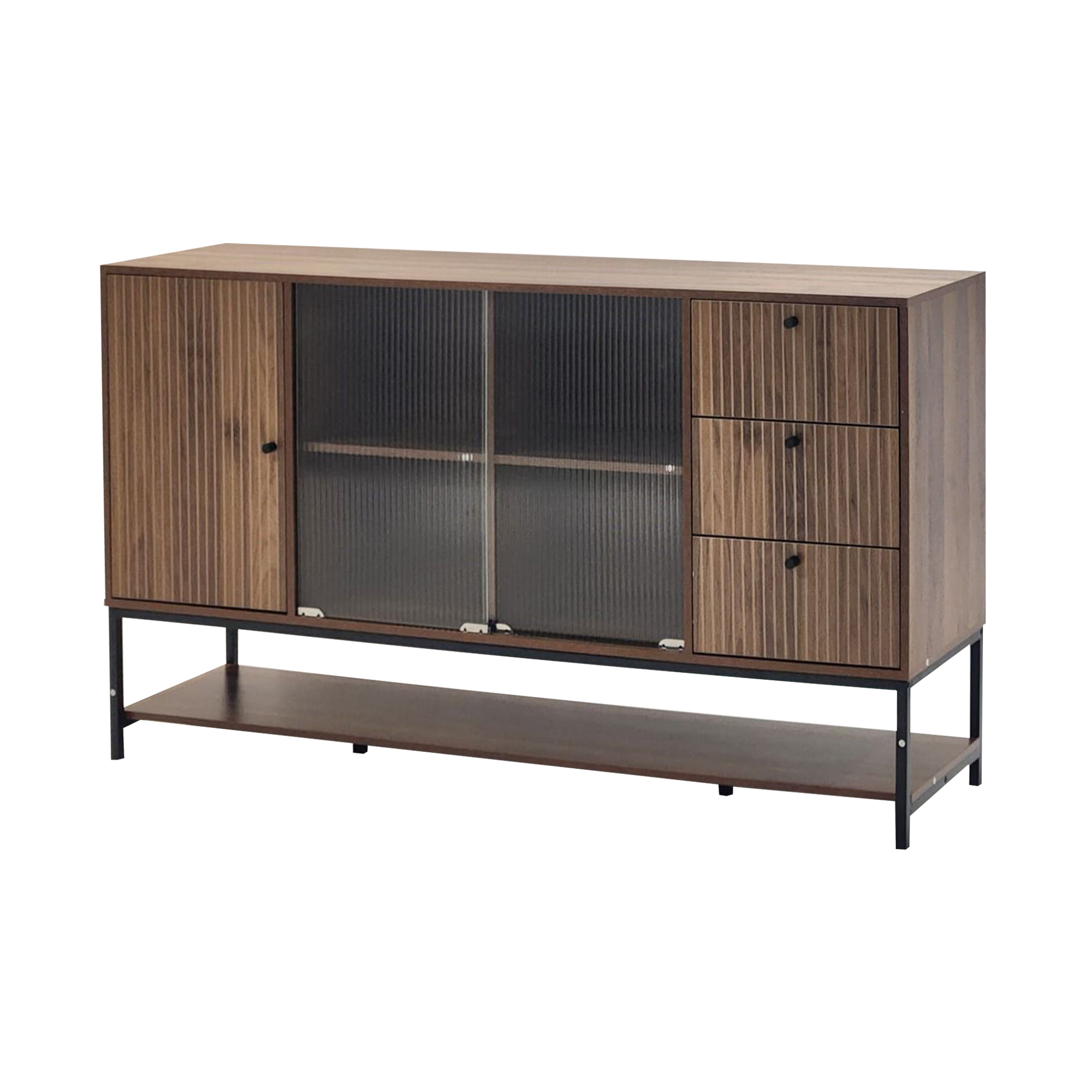 دولاب بوفيه صالة بني 160 سم، تخزين أنيق، تصميم عصري