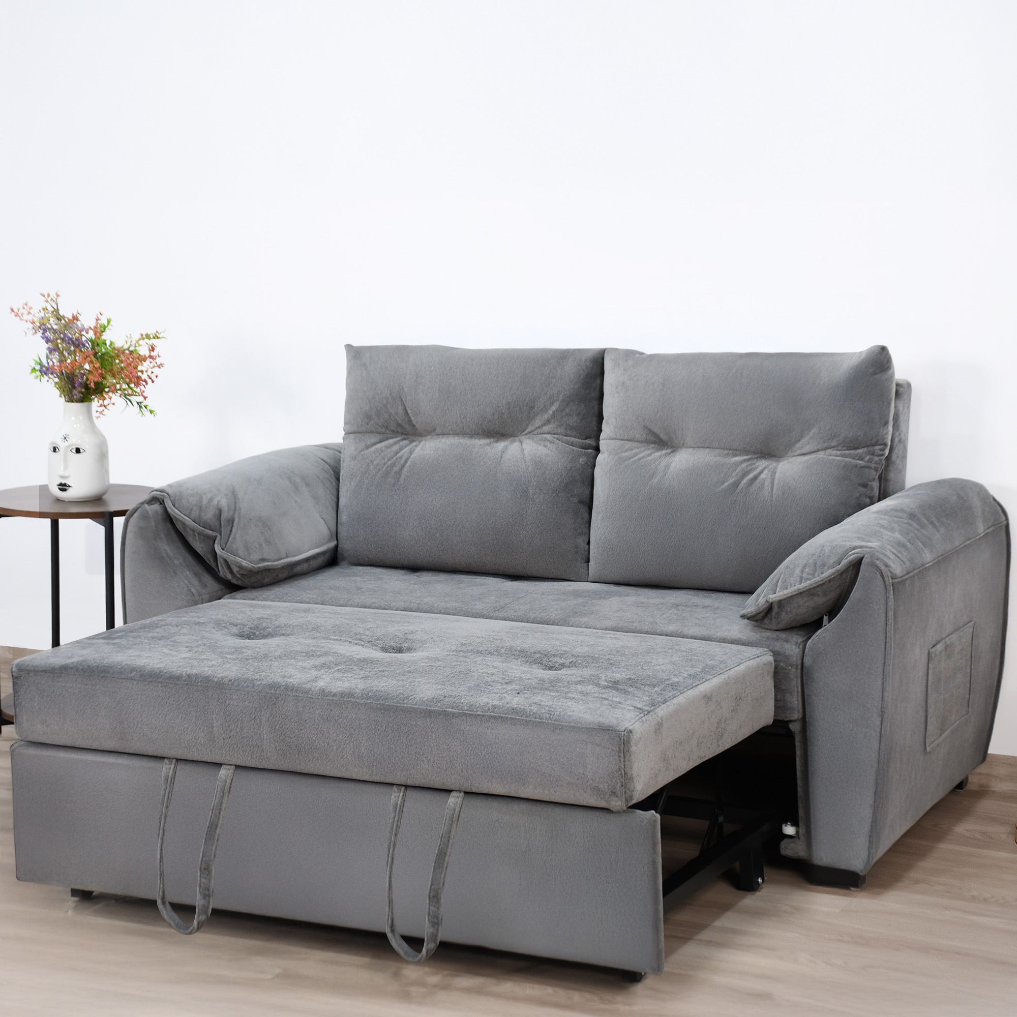 تفاصيل جودة وخامات كنبة السرير الرمادية