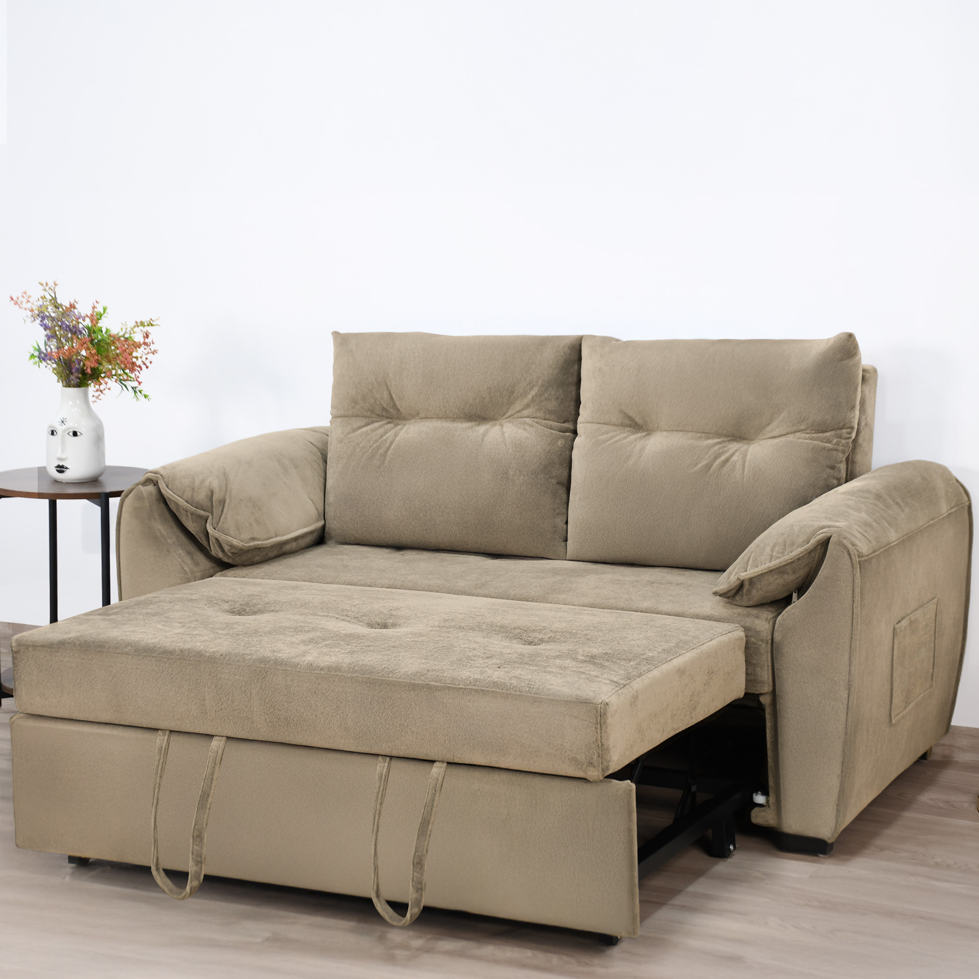 كنبة قابلة للتعديل إلى سرير بظهر مائل