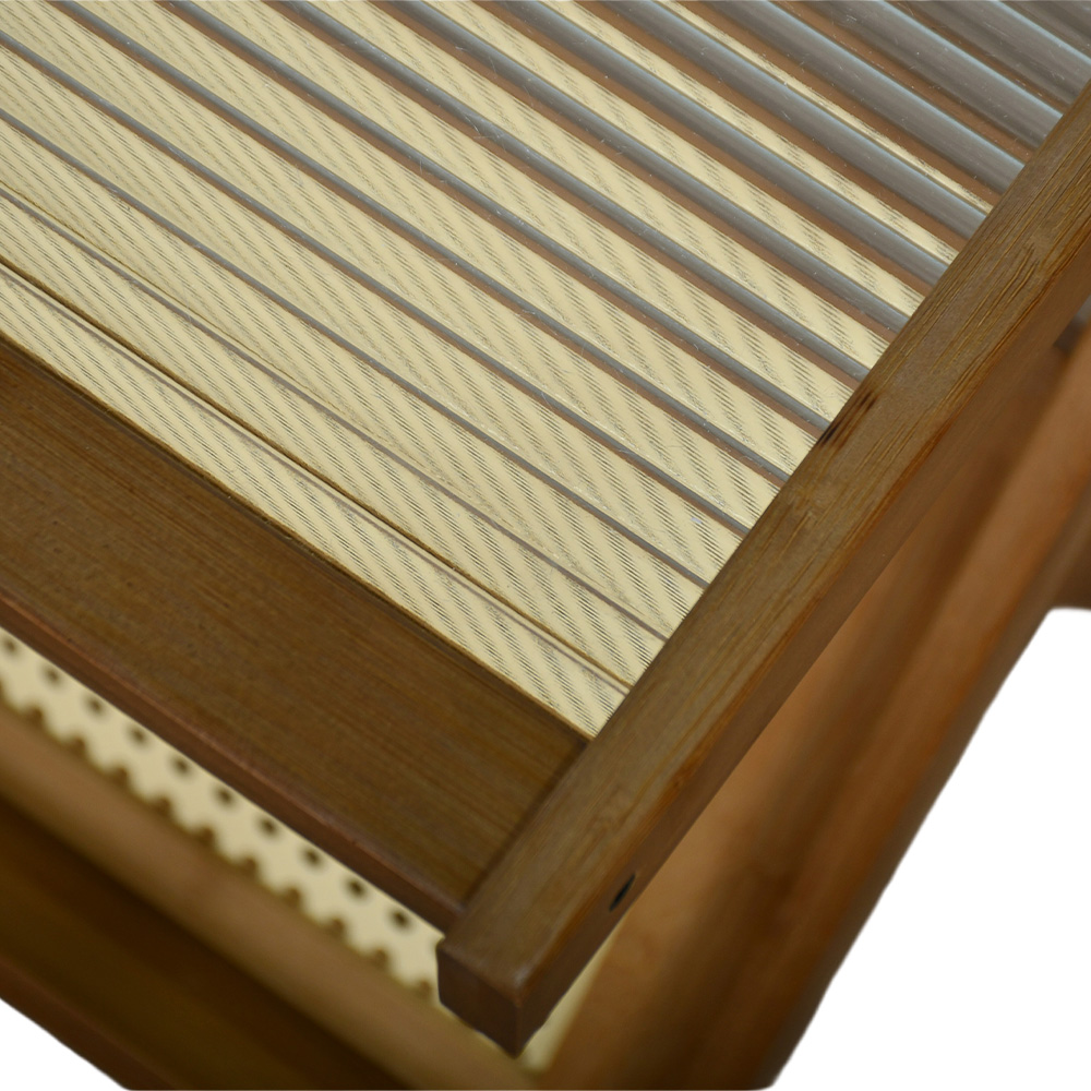 طاولة خدمة مفرد خشب وراتان بسطح زجاجي