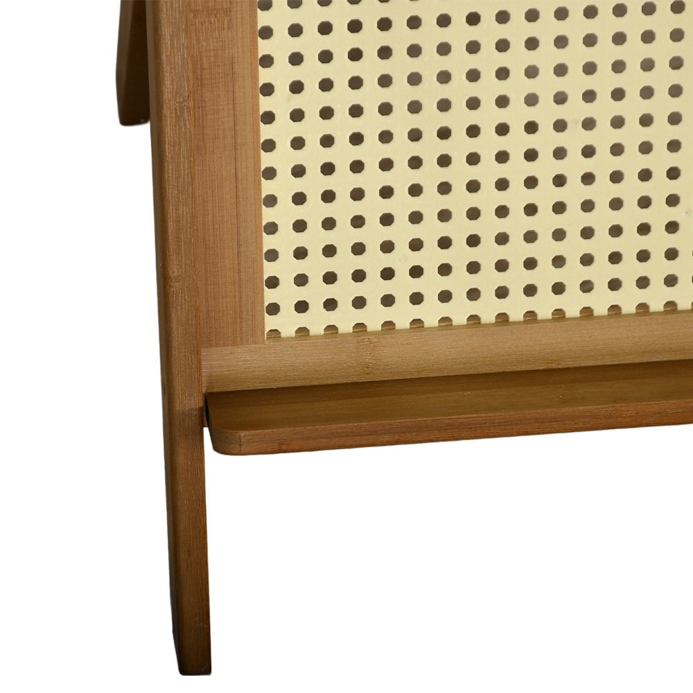 طاولة خدمة مفرد خشب وراتان بسطح زجاجي