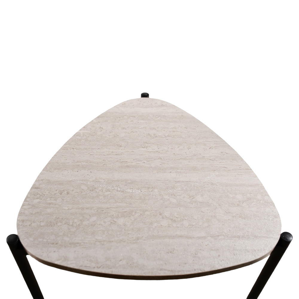 طقم طاولات خدمة 3 قطع خشب بأرجل معدنية