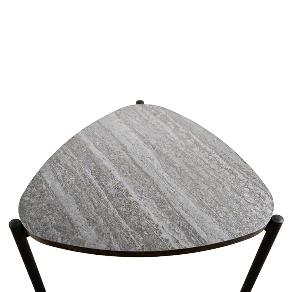 طقم طاولات خدمة 3 قطع خشب بأرجل معدنية