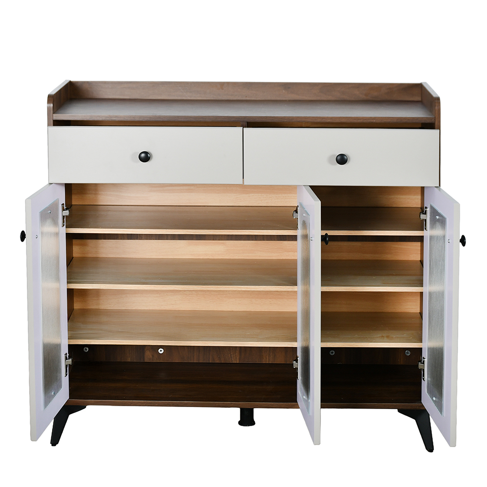 دولاب بوفيه خشب بأبواب زجاجية