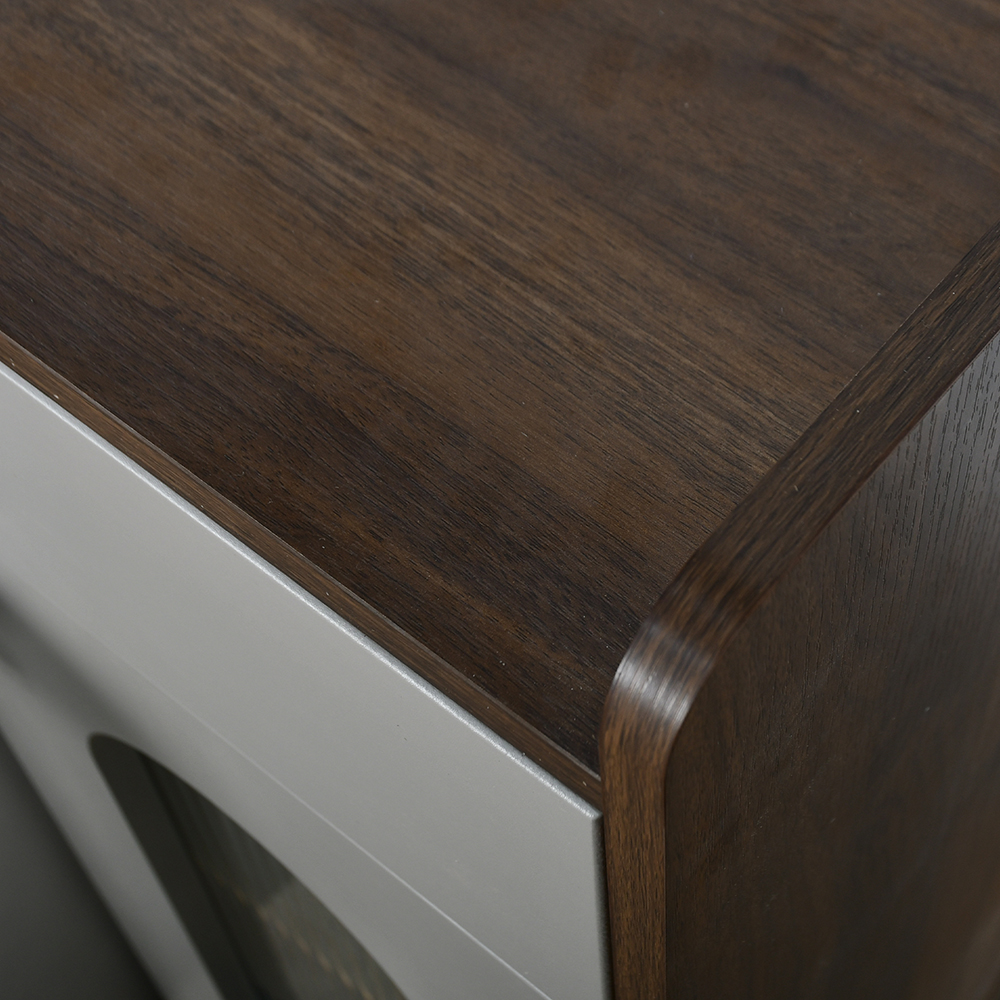 دولاب بوفيه خشب بأبواب زجاجية