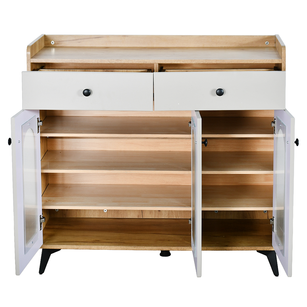 دولاب بوفيه خشب بأبواب زجاجية 100 سم