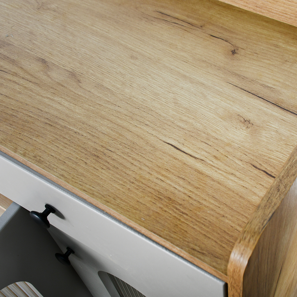 دولاب بوفيه خشب بأبواب زجاجية