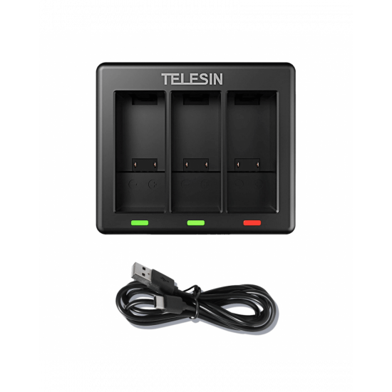 TELESIN Triple Battery Charger for GoPro Hero 12/11/10/9
