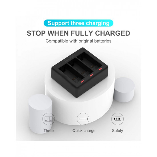 TELESIN Triple Battery Charger for GoPro Hero 12/11/10/9