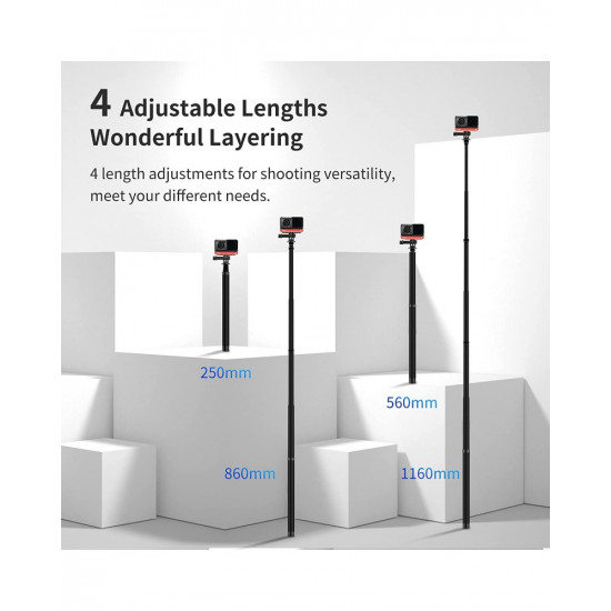 TELESIN 1.16m Carbon Fiber Selfie Stick