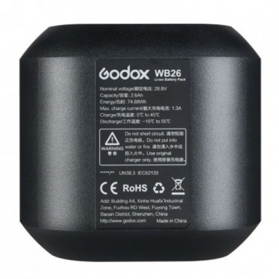 Godox WB26 Rechargeable Lithium-Ion Battery Pack for AD600Pro Flash