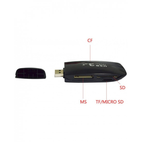 USB 3.0 Card Reader,Super Speed 5Gbps Flash Memory, Portable TF CF MS SD Card Reader Adapter for PC Laptop - Black