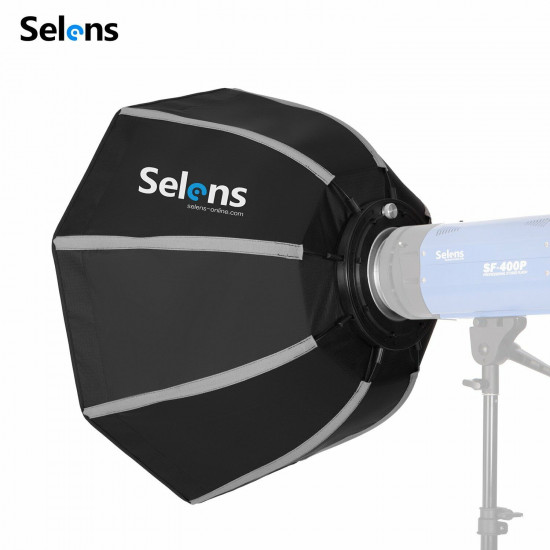 Selens 60cm Octagon Umbrella Softbox w/Grid Quick Set-up Bowens Mount For Flash