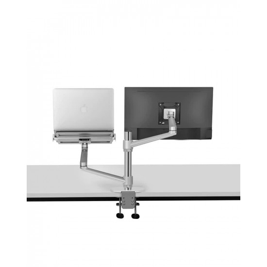 Aluminum Height Adjustable Desktop Dual Arm 17-32 inch Monitor Holder+12-17 inch Laptop Holder Stand OL-3L Full Motion Mount Arm