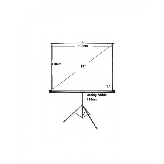  Portable Tripod Projector Screen 178x178cm Matte Pull Down Projection Cinema