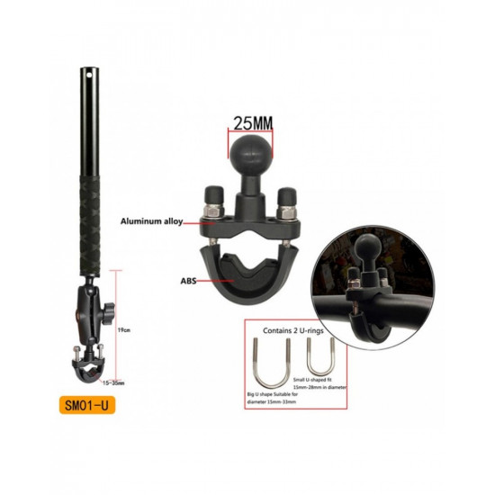SM01-U Motorcycle Bike Camera Holder Handlebar Bracket Stand For Insta360 One R X & GoPro DJI YI Invisible Selfie Stick Accessory