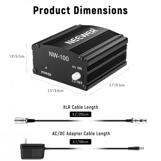NEEWER NW-100 48V Phantom Power Supply with Adapter