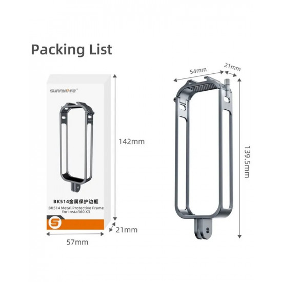 Insta360 X3 Camera Cage Aluminum Alloy Protective Frame Expansion Bracket