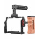 Andoer Camera Video Cage Top Handle Side Wooden Grip Dual Cold Shoe Mount 1/4"for Sony A7IV/A7III/A7II/A7R III/A7R II/A7S II