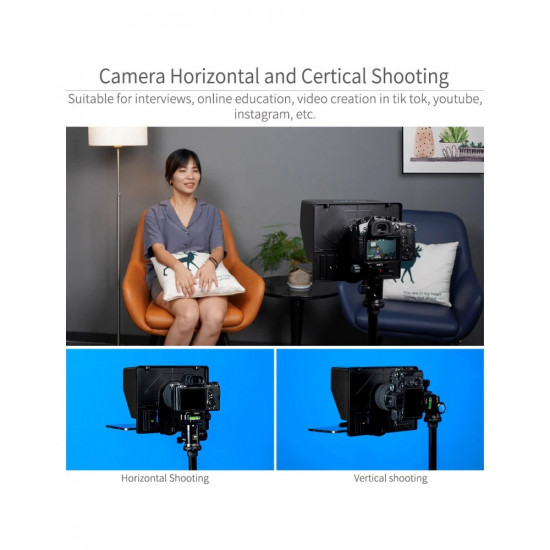 FEELWORLD TP10 Portable 10" Folding Teleprompter Up 11" Phone Tablet Prompter for Phone DSLR Shoot