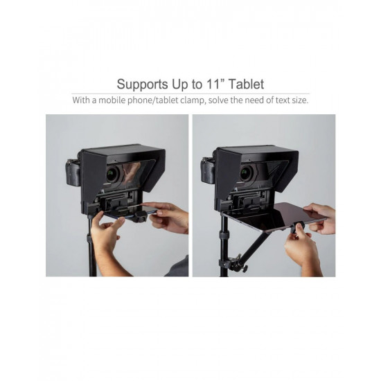 FEELWORLD TP10 Portable 10" Folding Teleprompter Up 11" Phone Tablet Prompter for Phone DSLR Shoot