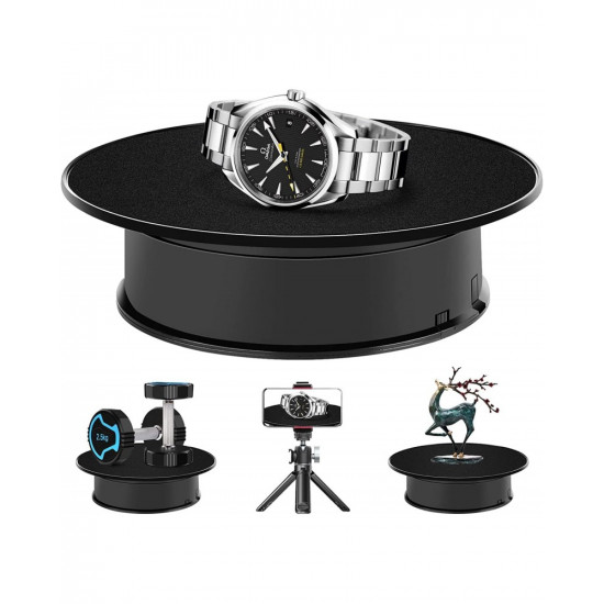 360Electric Rotating Display Stand Turntable Black Velvet Base Photography Turntable Jewelry And Shoes