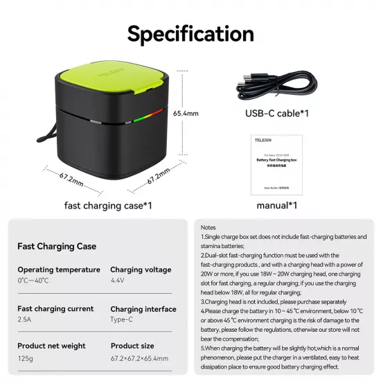 TELESIN Fast Charging Case for GoPro 9/10/11/12 TELESIN Fast Charging Case for GoPro 9/10/11/12