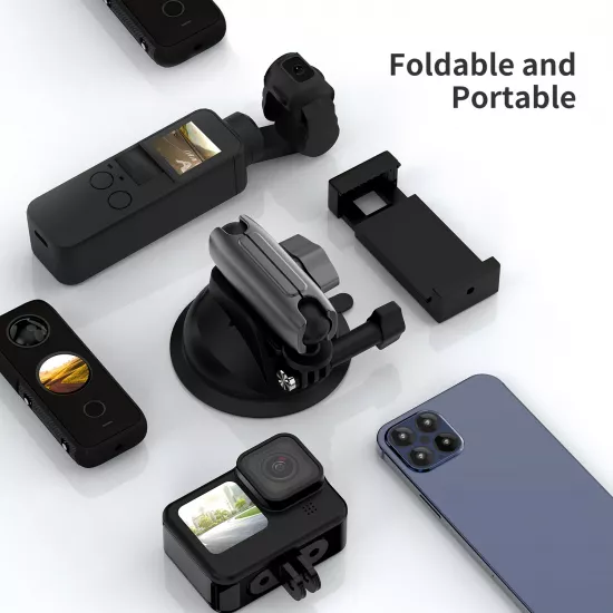 TELESIN Aluminum Alloy Camera Suction Cup Mount With Phone Clip