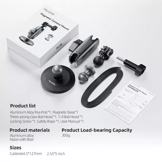 TELESIN Aluminum Alloy Magnetic Base Camera Mount