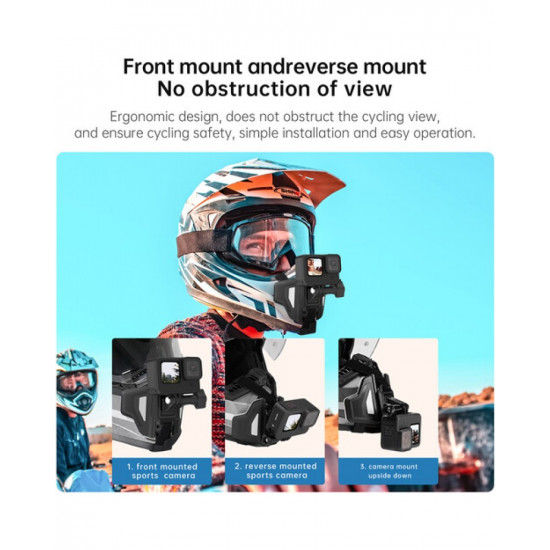 TELESIN Motorcycle Helmet Chin Mount for Action Cameras (Gray)