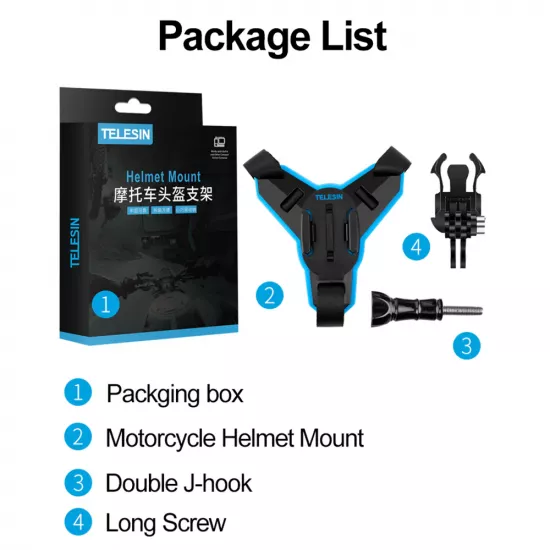 TELESIN Motorcycle Helmet Chin Strap Mount for Action Cameras