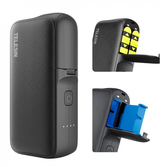 TELESIN Power Bank Storage Charging Case for GoPro Battery for GoPro Hero 12/11/10/9/8/7/6/5 TELESIN Power Bank Storage Charging Case for GoPro Battery for GoPro Hero 12/11/10/9/8/7/6/5