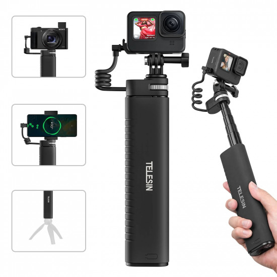 TELESIN Rechargeable Selfie Stick for Action Cameras & Smartphones TELESIN Rechargeable Selfie Stick for Action Cameras & Smartphones