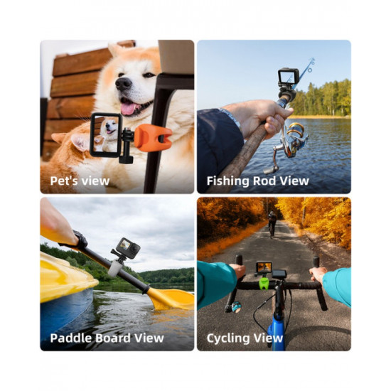 TELESIN Rubber Handlebar Mount for Action Cameras (Orange)